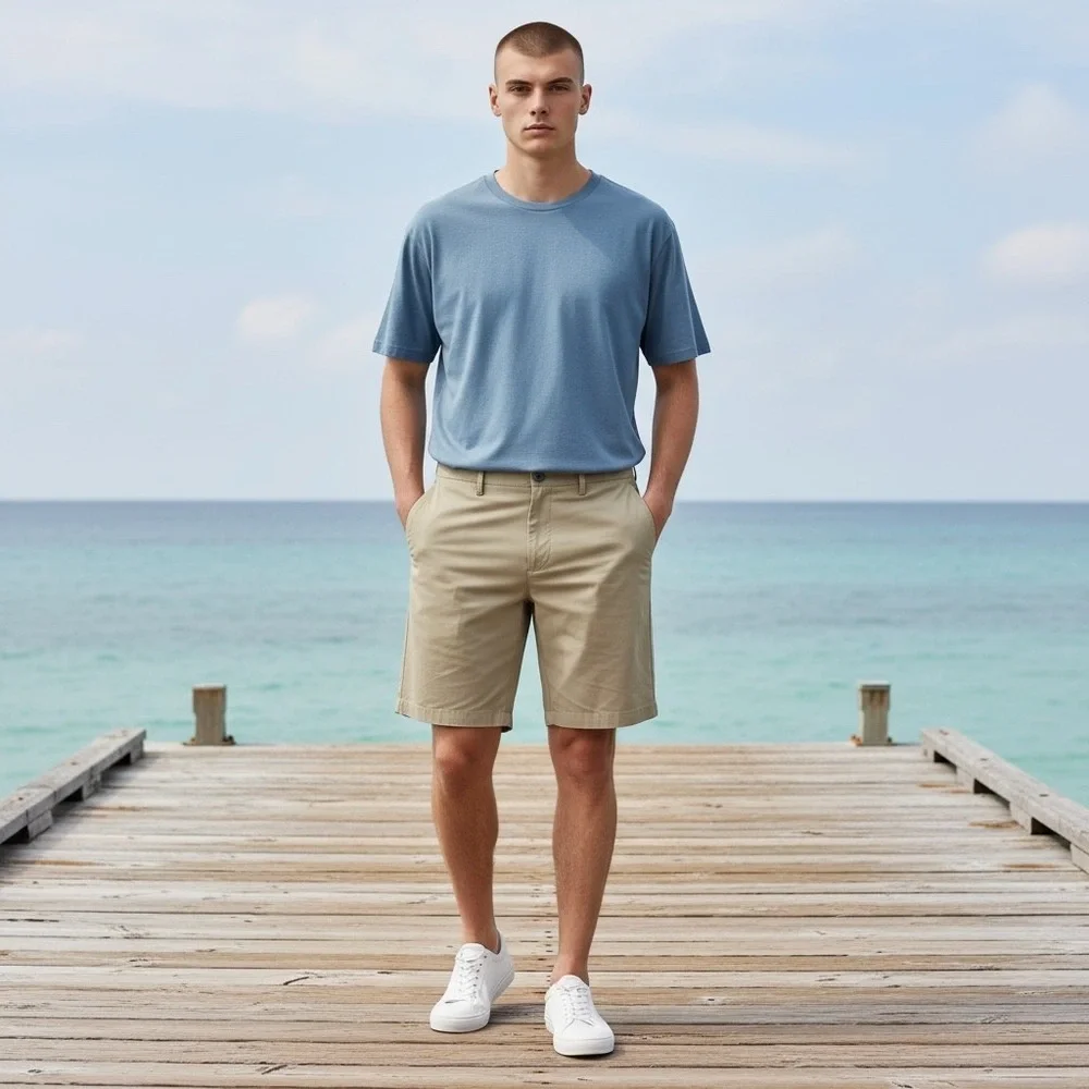 Onia Mens‎ Khaki Tan Hybrid Shorts Flat Front Casual 7 Inch Inseam Size 36
